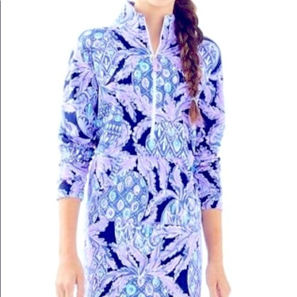 Lilly Pulitzer Girls Mini Skipper Dress in Lilac Verbena Pop Up Coco Safari L